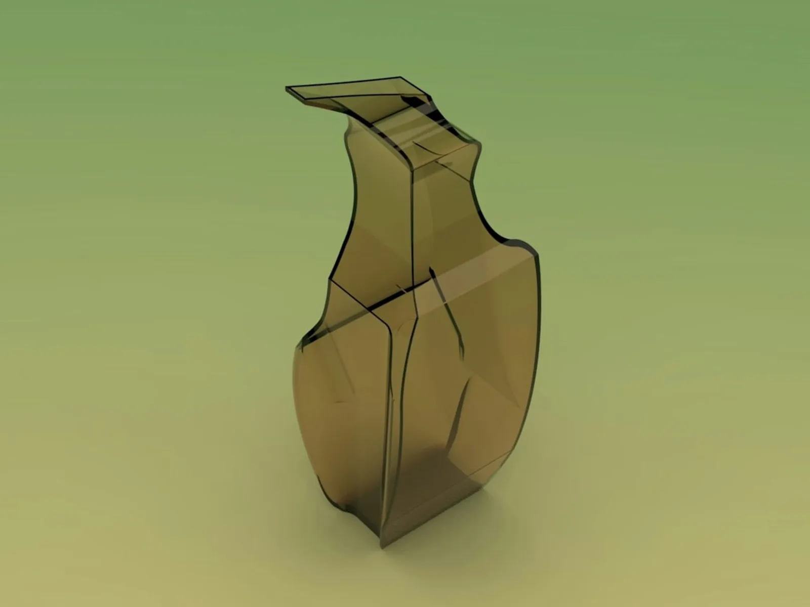 Gerenderte Vase mit geometrischer Oberfläche und abgestimmter Beleuchtung.