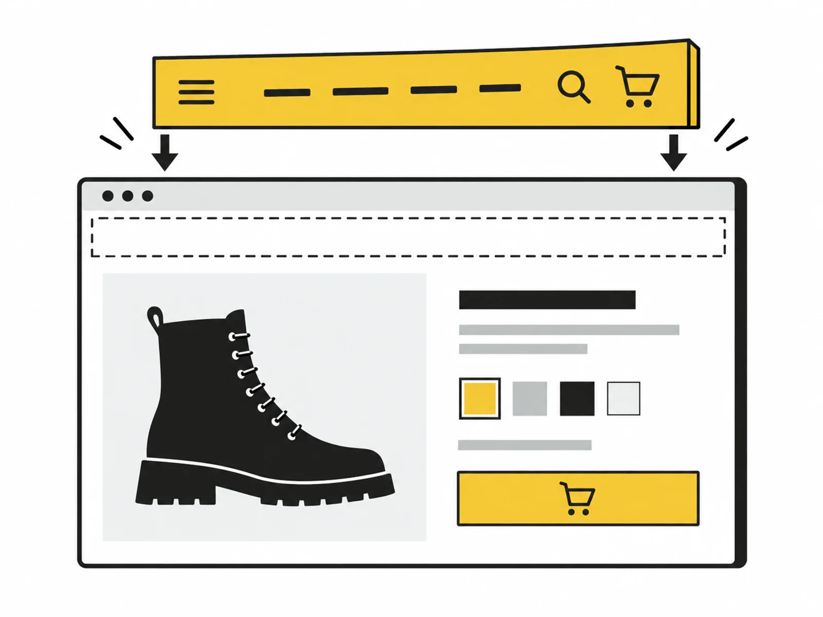 Eine Shop-Produktseite erhält eine abgestimmte Navigation und eine klare Variantenauswahl.